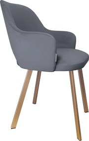 Krzesło Milano tkanina Welur noga metalowa : Kolor nogi - Złota profil, Kolor tkaniny - VELVET - BL14, Typ siedziska - Siedzisko stałe