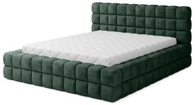 Ciemnozielone tapicerowane łóżko dwuosobowe ze schowkiem ze stelażem 180x200 cm Dizzle – ELTAP
