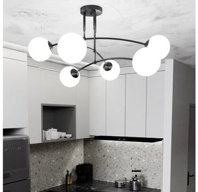 Żyrandol na drążku PREGOS 6xE14/10W/230V czarny/biały