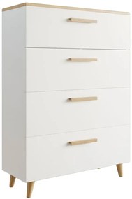 Biała komoda 80 cm z 4 szufladami - Asva