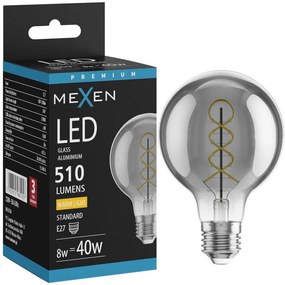 Mexen Vintis żarówka filament spirala LED E27, G80, 8W, Ciepła - 2700K, 510 lm, smoke - L165-E27-0827-70
