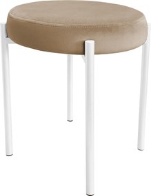 Taboret DIOR stelaż metalowy tkanina Welur : Kolor Stelaża - Biały, Kolor tkaniny - VELVET - MG06, Typ tkaniny - Velvet