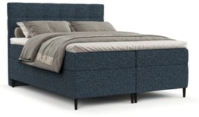 Ciemnoniebieskie łóżko boxspring ze schowkiem 200x200 cm Urbaneo – Maison de Rêve