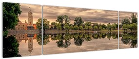 Obraz jeziora i drzew (170x50 cm)