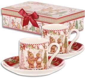 Zestaw upominkowy 2 świątecznych filiżanek ze spodkami Pierniczki 180 ml