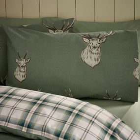 Zielona pościel dwuosobowa 230x220 cm Stag Check – Catherine Lansfield