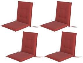Outsunny Zestaw 4 Poduszek na Krzesła 108 x 50 x 5 cm z Paskami, Do Użytku Zewnętrznego i Wewnętrznego Bordowy