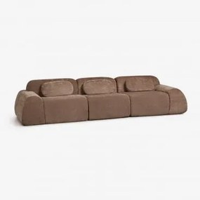 Sofa Modułowy 3-częściowy Z Tkaniny Chenilla Pakowany Próżniowo Merida Szenila Karmelowy Brąz - Sklum