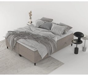 Brązowe łóżko boxspring ze schowkiem 200x200 cm Malte – Maison de Rêve