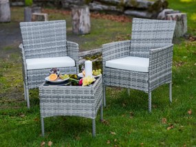 Zestaw mebli balkonowych (2 x fotel + stolik) SANO szary technorattan