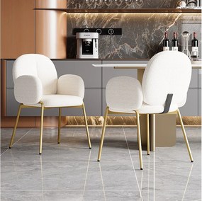 Zestaw 2 krzeseł do jadalni - 55 x 64,5 x 88 cm - krzesło do toaletki - nogi w kolorze złotym - aksamit - beż