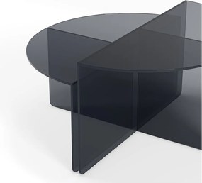 Szare szklane okrągłe stoliki zestaw 2 szt. ø 80 cm Velta – MOME