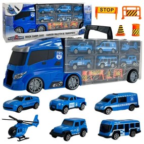 Woopie zestaw cieżarówka transporter 3w1 niebieski policja