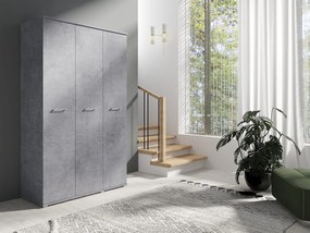 Szafa Otwierana Trzydrzwiowa 120cm x 200cm BETON | Półki + Wieszak