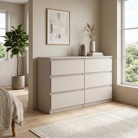 Komoda NUDO 120 cm do Salonu Sypialni 6 Szuflad Kaszmir