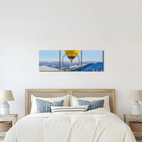Obraz - Lot nad zimowym krajobrazem (z zegarem) (90x30 cm)