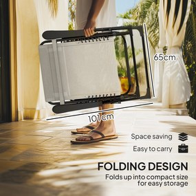 Outsunny Składany leżak ogrodowy z poduszką, regulacja oparcia na 5 poziomów do 120 kg Beżowy