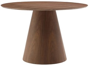 Stół do jadalni okrągły dla 4 osób z MDF - Naturalny ciemny - ANTALIZA