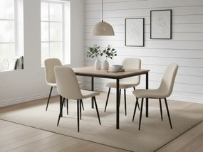 Zestaw jadalniany 1 + 4, stół CITY 110x75 cm dąb artisan + kremowe krzesło jadalniane RIFT z czarnymi nogami