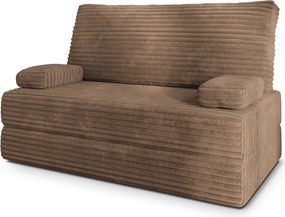 Masseno Sofa piankowa LADIA z funkcją spania, Kanapa z pianki do salonu, Bezmontażowa, Tkanina sztruksowa – Beżowy TILIA 17