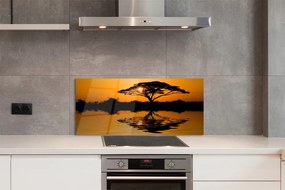 Szklany Panel Drzewo o Zachodzie Słońca