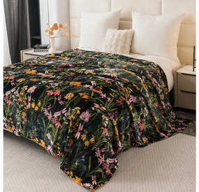 Mikropluszowy koc MYSTIC GARDEN, ciemnozielony Rozmiar: 200 x 220 cm