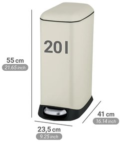 Kremowy stalowy kosz na śmieci z pedałem 20 l Design – Wenko