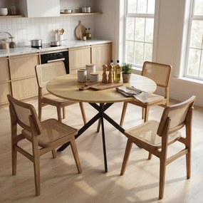 HOMCOM Okrągły stół jadalniany dla 4 osób, stół kuchenny w stylu industrialnym ze stalowymi nogami, do jadalni, kuchni, dąb | Aosom PL