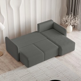 Masseno Narożnik SUVINO z funkcją spania i pojemnikiem na pościel Narozniki L, Rozkładana sofa - Szary, QUELLE 92