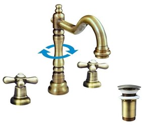 RAV Slezák MK132.0SM - Bateria umywalkowa + zawór spustowy MORAVA RETRO mosiądz postarzany