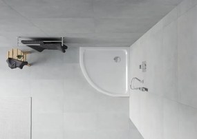 Mexen Flat brodzik półokrągły slim 70 x 70 cm, biały, syfon chrom - 41107070