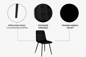 Krzesło FOX z przeszyciem tkanina welur noga metalowa : Kolor tkaniny - VELVET - MG19