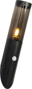 Nowoczesna lampa ścienna zewnętrzna czarna z czujnikiem ruchu IP44 - Rox