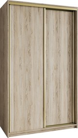 Szafa Przesuwna NISSE 120 cm Szafa Dwudrzwiowa z Szufladami Dąb Sonoma / Złote Profile