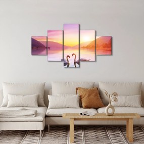 Obraz zakochanych łabędzi (125x70 cm)
