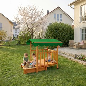 Piaskownica z werandą HAPPY, 130x130x143cm, brązowa/zielona Jurhan
