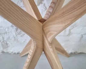 Stół półokrągły CUTTI 100x100 rozkładany jasny niebieski/jesion RAGABA