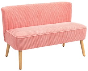 HOMCOM Sofa 2-osobowa, elegancki design skandynawski, solidna rama drewniana, do 150 kg, 117 x 56,5 x 77 cm, Różowa