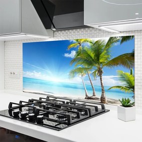 Szkło do Kuchni na Ścianę Egzotyczna Plaża Pod Palmą