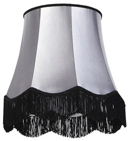 Abażur z jedwabiu czarny z szarym 45 cm - Granny