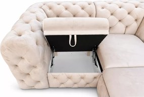 Narożnik Chesterfield Moet U z funkcją spania duży pikowany do salonu