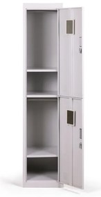 Szafka ubraniowa dwudrzwiowa 1+1 GRATIS, zamek cylindryczny, szara/szara
