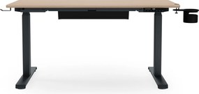 Biurko elektryczne z regulacją wysokości ergonomiczne antracytowe/dąb sonoma,1200x600 mm: ARIA
