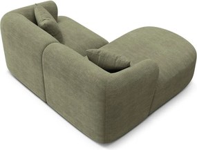 Zielony sztruksowy narożnik (lewostronny/z szezlongiem) Campi – Cosmopolitan Design