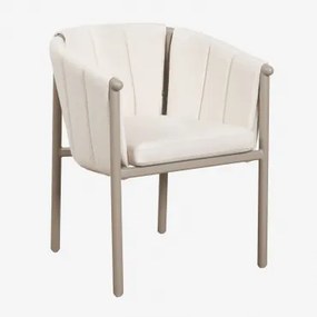 Krzesło Ogrodowe Z Podłokietnikami Z Bouclé I Aluminium Boleni Bouclé Biały Gardenia - Sklum