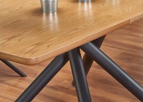 Stół rozkładany Zaisu 160–200 cm dąb naturalny – loftowy, MDF okleina, stalowe nogi