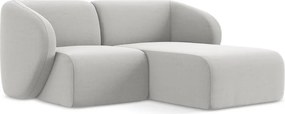 Jasnoszary aksamitny narożnik (prawostronny/z szezlongiem) Lani – Makamii
