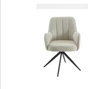 Zestaw 2 krzeseł obrotowych z podłokietnikami z tkaniny i czarnego metalu - Kremowy - LEJINA Pascala Morabito