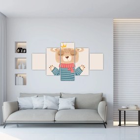 Obraz - Beżowy miś z koroną (125x70 cm)