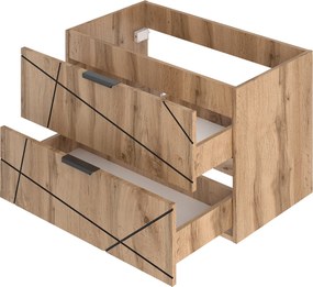 Szafka do umywalki wpuszczanej Wood 01, dąb wotan, 80 cm